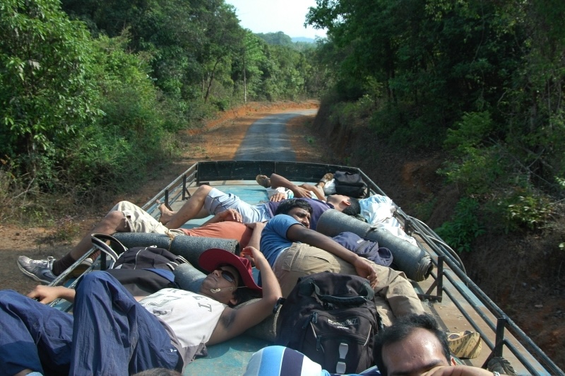 Travelling on top of the bus